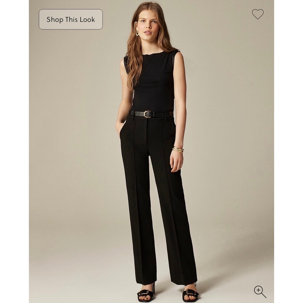 J. Crew Factory Black High-Rise Straight-Leg Trousers